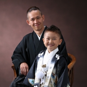 七五三5歳着物レンタル　金閣紺　父子　世田谷区喜多見狛江